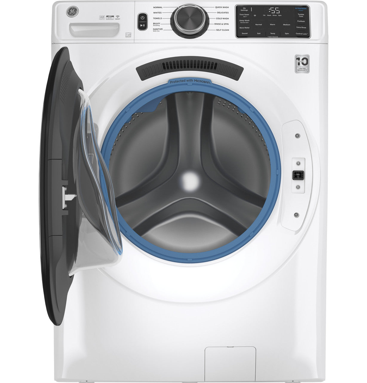 GE 4.8 Cu. Ft. FL Washer White-GFW550SSNWW