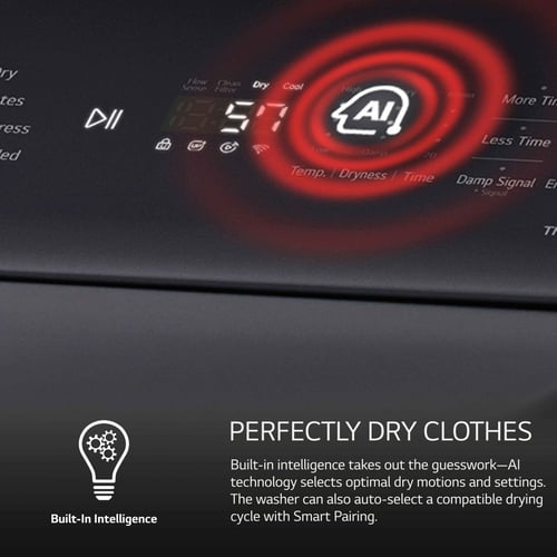 LG 7.3 CF Electric Dryer, Wi-Fi, Easy Load, AI Sensor Dry - Black Matte-DLE8400BE