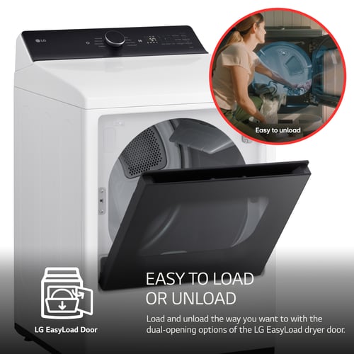LG 7.3 CF Electric Dryer, Wi-Fi, Easy Load, AI Sensor Dry - Alpine White-DLE8400WE