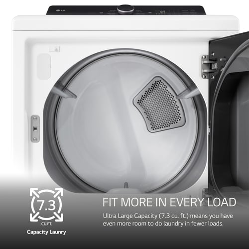 LG 7.3 CF Electric Dryer, Wi-Fi, Easy Load, AI Sensor Dry - Alpine White-DLE8400WE