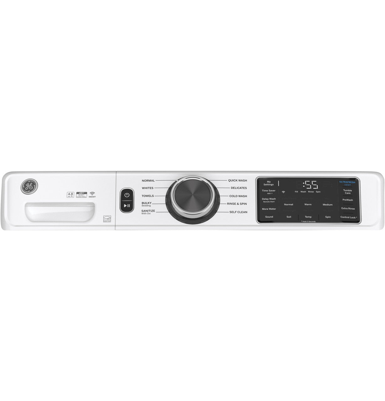 GE 4.8 Cu. Ft. FL Washer White-GFW550SSNWW