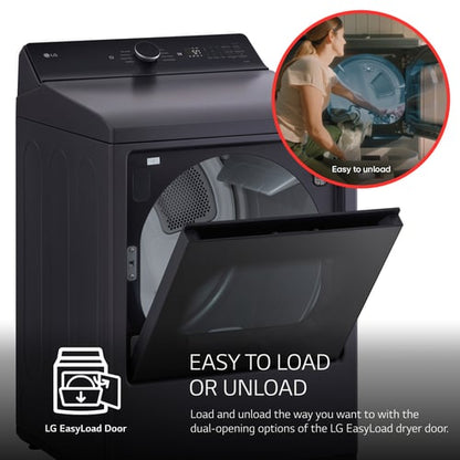 LG 7.3 CF Electric Dryer, Wi-Fi, Easy Load, AI Sensor Dry - Black Matte-DLE8400BE