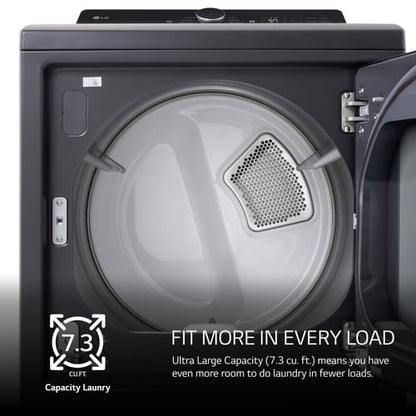 LG 7.3 CF Electric Dryer, Wi-Fi, Easy Load, AI Sensor Dry - Black Matte-DLE8400BE