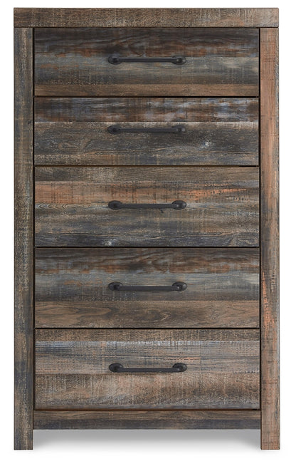 Drystan King Bookcase Bed with 4 Storage Drawers with Mirrored Dresser and Chest