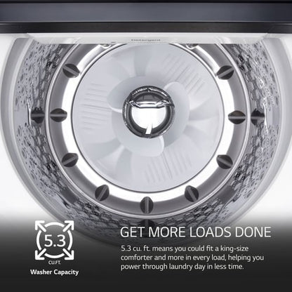 LG 5.5 CF Top Load Washer, TurboWash 3D, Wi-Fi, Easy Unload, Agitator - Alpine White-WT8405CW